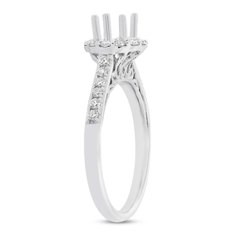 0.41ct 18k White Gold Diamond Semi-mount Ring for 0.50ct Center Size 6.5