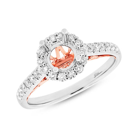0.41ct 18k Two-tone Rose Gold Diamond Semi-mount Ring for 0.75ct Center Size 6.5