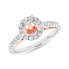 0.41ct 18k Two-tone Rose Gold Diamond Semi-mount Ring for 0.75ct Center Size 6.5
