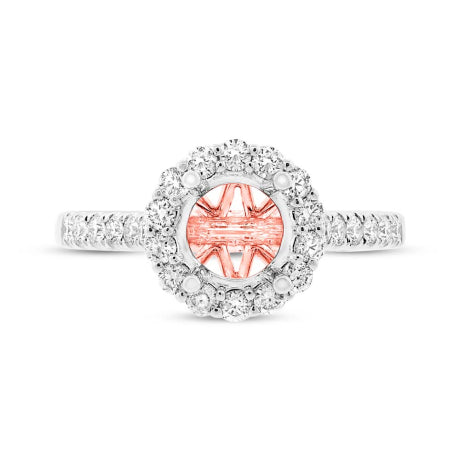 0.41ct 18k Two-tone Rose Gold Diamond Semi-mount Ring for 0.75ct Center Size 6.5