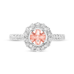 0.41ct 18k Two-tone Rose Gold Diamond Semi-mount Ring for 0.75ct Center Size 6.5
