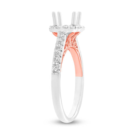 0.41ct 18k Two-tone Rose Gold Diamond Semi-mount Ring for 0.75ct Center Size 6.5