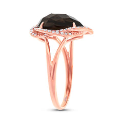 0.26ct Diamond & 2.97ct Smokey Topaz 14k Rose Gold Ring Size 5.75