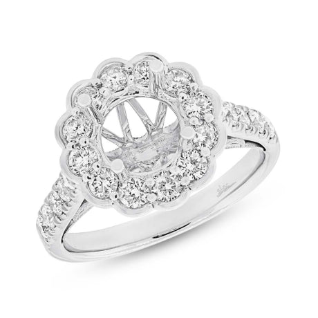 0.98ct 18k White Gold Diamond Semi-mount Ring for 2.00ct Center Size 6.5