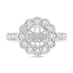 0.98ct 18k White Gold Diamond Semi-mount Ring for 2.00ct Center Size 6.5