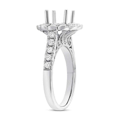 0.98ct 18k White Gold Diamond Semi-mount Ring for 2.00ct Center Size 6.5