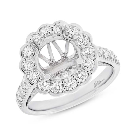 1.28ct 18k White Gold Diamond Semi-mount Ring for 3.00ct Center Size 6.5