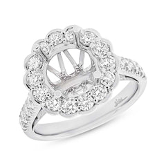 1.28ct 18k White Gold Diamond Semi-mount Ring for 3.00ct Center Size 6.5
