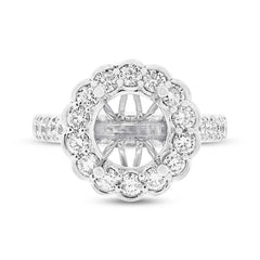 1.28ct 18k White Gold Diamond Semi-mount Ring for 3.00ct Center Size 6.5