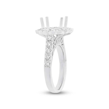 1.28ct 18k White Gold Diamond Semi-mount Ring for 3.00ct Center Size 6.5