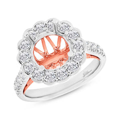 1.28ct 18k Two-tone Rose Gold Diamond Semi-mount Ring for 3.00ct Center Size 6.5