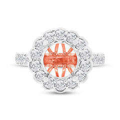 1.28ct 18k Two-tone Rose Gold Diamond Semi-mount Ring for 3.00ct Center Size 6.5