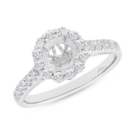 0.58ct 18k White Gold Diamond Semi-mount Ring for 0.75ct Center Size 6.5