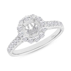 0.58ct 18k White Gold Diamond Semi-mount Ring for 0.75ct Center Size 6.5