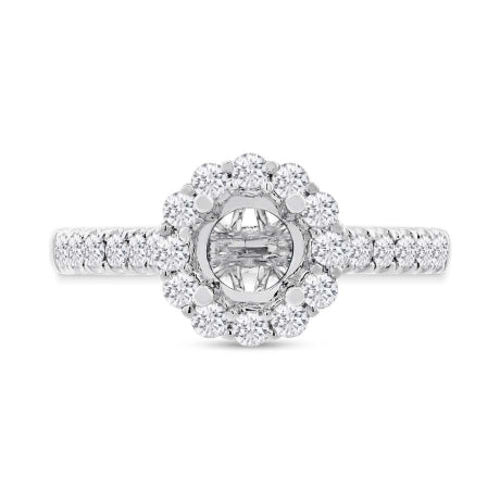 0.58ct 18k White Gold Diamond Semi-mount Ring for 0.75ct Center Size 6.5