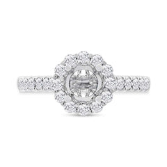 0.58ct 18k White Gold Diamond Semi-mount Ring for 0.75ct Center Size 6.5