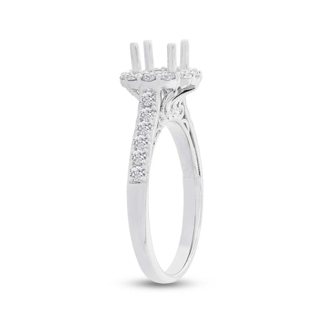 0.58ct 18k White Gold Diamond Semi-mount Ring for 0.75ct Center Size 6.5