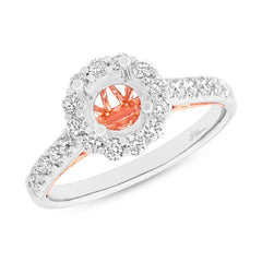 0.58ct 18k Two-tone Rose Gold Diamond Semi-mount Ring for 0.75ct Center Size 6.5
