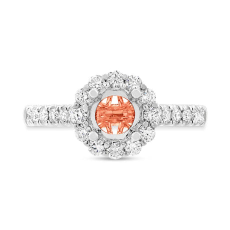 0.58ct 18k Two-tone Rose Gold Diamond Semi-mount Ring for 0.75ct Center Size 6.5