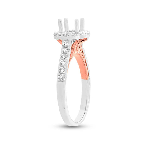 0.58ct 18k Two-tone Rose Gold Diamond Semi-mount Ring for 0.75ct Center Size 6.5