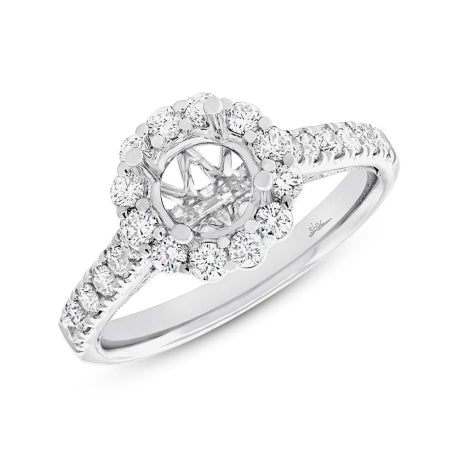 0.68ct 18k White Gold Diamond Semi-mount Ring for 1.00ct Center Size 6.5