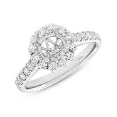 0.68ct 18k White Gold Diamond Semi-mount Ring for 1.00ct Center Size 6.5