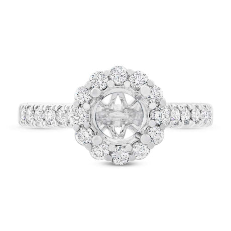 0.68ct 18k White Gold Diamond Semi-mount Ring for 1.00ct Center Size 6.5
