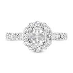 0.68ct 18k White Gold Diamond Semi-mount Ring for 1.00ct Center Size 6.5