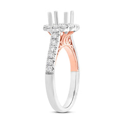 0.68ct 18k Two-tone Rose Gold Diamond Semi-mount Ring for 1.00ct Center Size 6.5