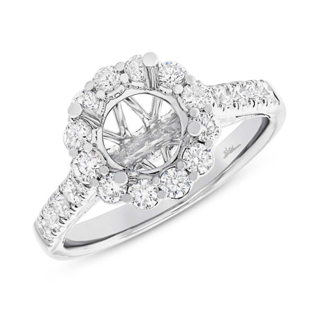 0.80ct 18k White Gold Diamond Semi-mount Ring for 1.50ct Center Size 6.5