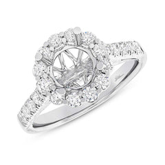0.80ct 18k White Gold Diamond Semi-mount Ring for 1.50ct Center Size 6.5