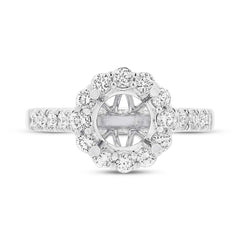 0.80ct 18k White Gold Diamond Semi-mount Ring for 1.50ct Center Size 6.5
