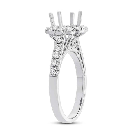 0.80ct 18k White Gold Diamond Semi-mount Ring for 1.50ct Center Size 6.5