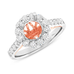 0.80ct 18k Two-tone Rose Gold Diamond Semi-mount Ring for 1.50ct Center Size 6.5