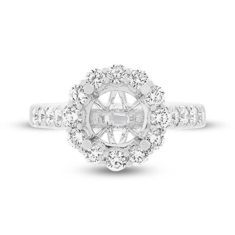 1.02ct 18k White Gold Diamond Semi-mount Ring for 2.00ct Center Size 6.5