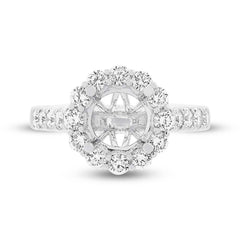 1.02ct 18k White Gold Diamond Semi-mount Ring for 2.00ct Center Size 6.5