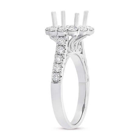 1.02ct 18k White Gold Diamond Semi-mount Ring for 2.00ct Center Size 6.5