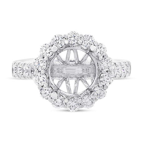 1.15ct 18k White Gold Diamond Semi-mount Ring for 3.00ct Center Size 6.5