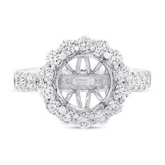 1.15ct 18k White Gold Diamond Semi-mount Ring for 3.00ct Center Size 6.5