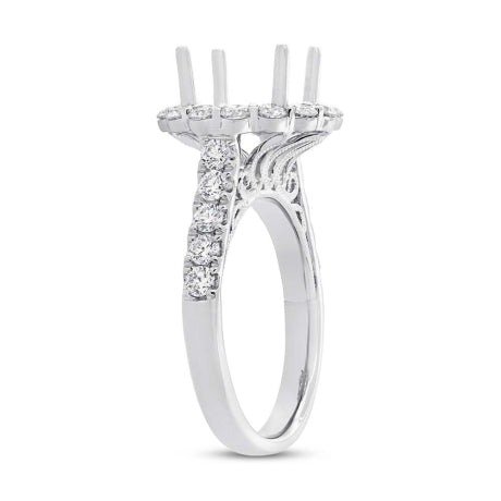 1.15ct 18k White Gold Diamond Semi-mount Ring for 3.00ct Center Size 6.5