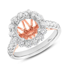 1.15ct 18k Two-tone Rose Gold Diamond Semi-mount Ring for 3.00ct Center Size 6.5