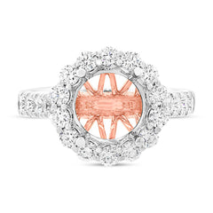 1.15ct 18k Two-tone Rose Gold Diamond Semi-mount Ring for 3.00ct Center Size 6.5