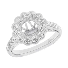 0.79ct 18k White Gold Diamond Semi-mount Ring for 1.50ct Center Size 6.5
