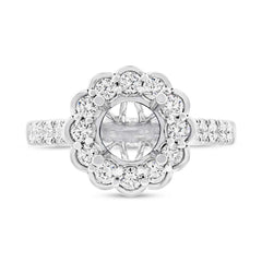 0.79ct 18k White Gold Diamond Semi-mount Ring for 1.50ct Center Size 6.5