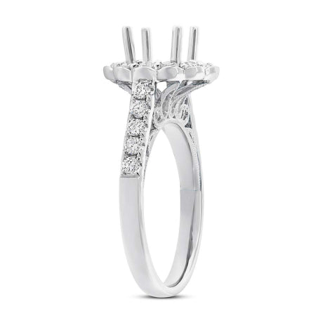 0.79ct 18k White Gold Diamond Semi-mount Ring for 1.50ct Center Size 6.5