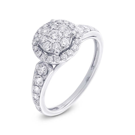 0.89ct 14k White Gold Diamond Cluster Lady's Ring Size 8.5