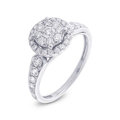 0.89ct 14k White Gold Diamond Cluster Lady's Ring Size 8.5