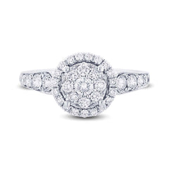 0.89ct 14k White Gold Diamond Cluster Lady's Ring Size 8.5