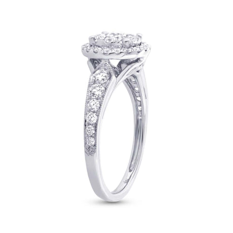 0.89ct 14k White Gold Diamond Cluster Lady's Ring Size 8.5