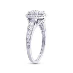 0.89ct 14k White Gold Diamond Cluster Lady's Ring Size 8.5